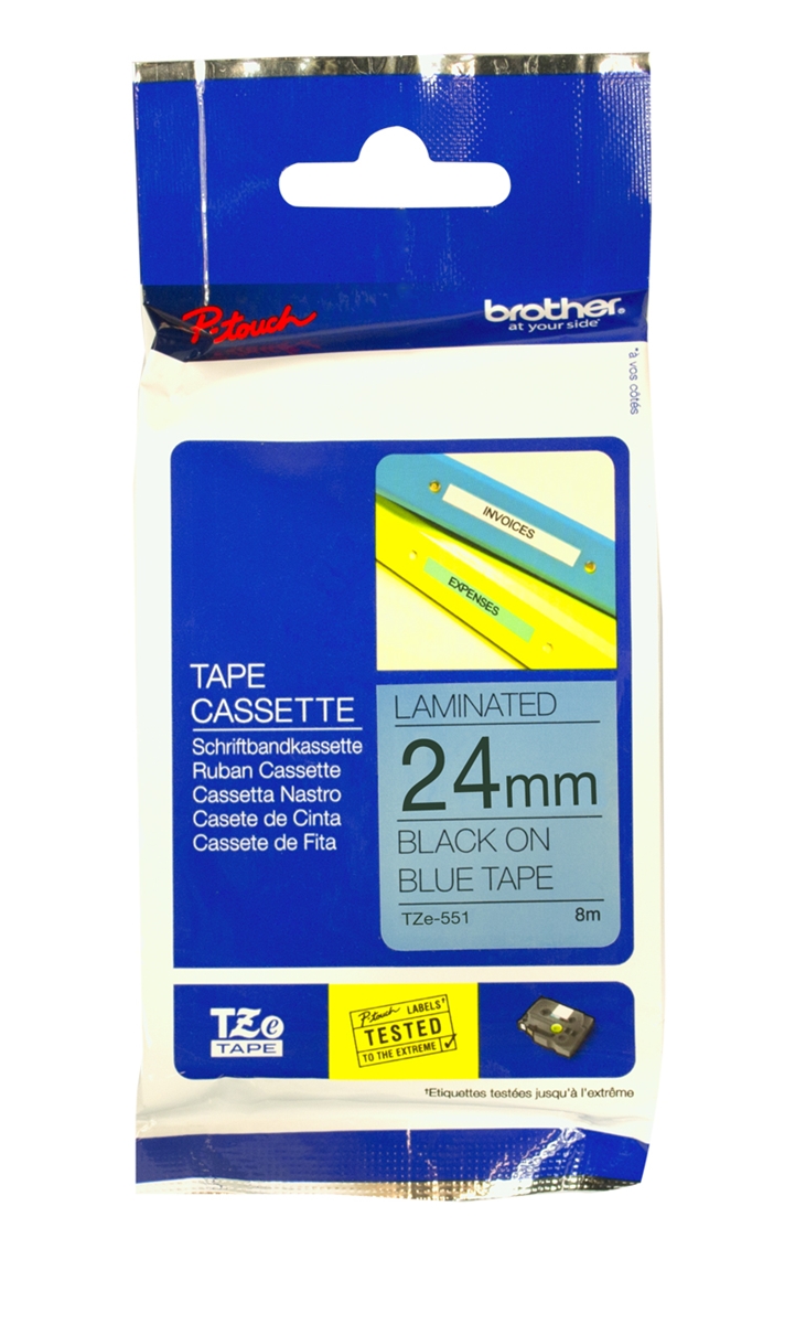 Nhãn Brother TZe551, Black on Blue, 24mm x 8m